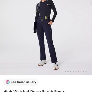 Figs Navy High Waisted Dowa - Petite Scrub Pant